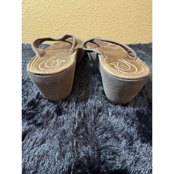 Olukai Womens Leather Platform Flip Flops Size 8 Brown - Picture 2 of 7